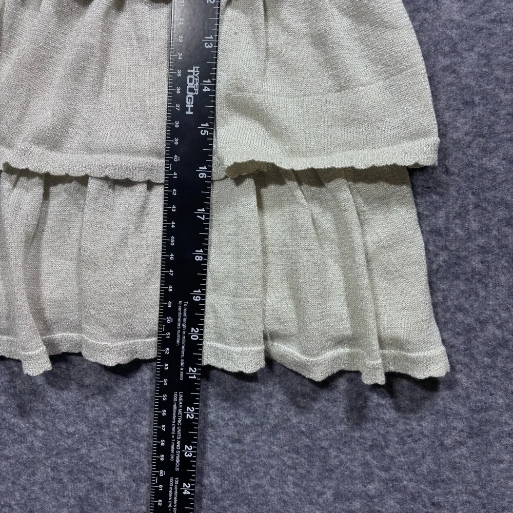 DKNY Girls Cream Tiered Knit Dress with Puff Sleeves - Picture 8 of 11